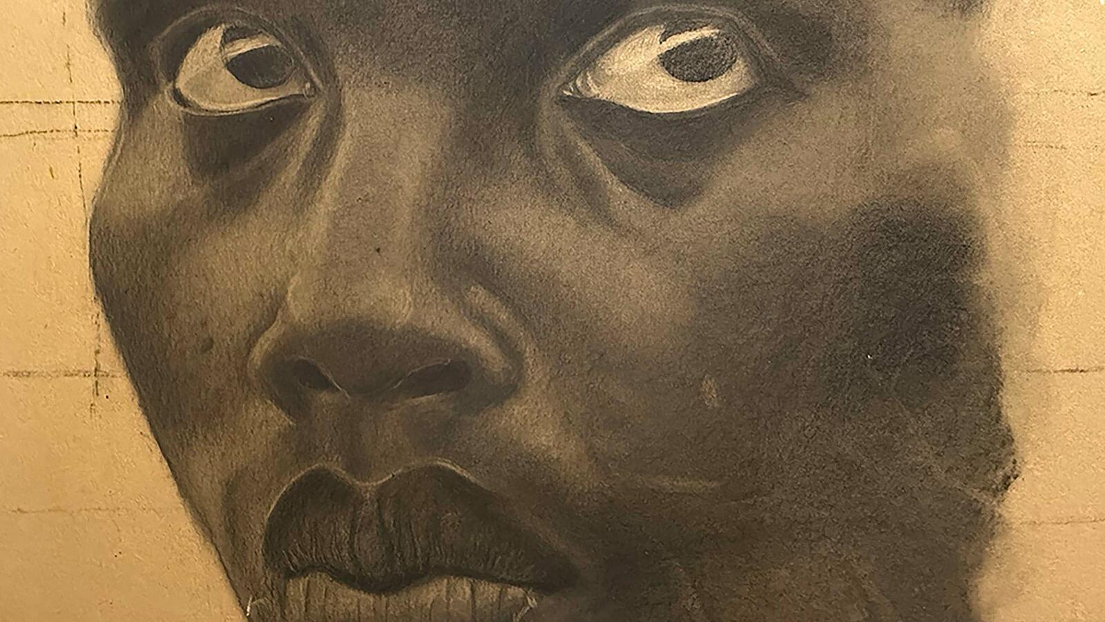 Charcoal portrait featured in the NCCU New Horizons Art and Design Student Exhibition